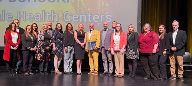 SpringVale Health Centers employees accepting the 2026 Tuscarawas County Chamber of Commerce Organization of the Year award